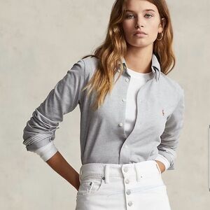 Ralph Lauren Knit Cotton Oxford Shirt slim fit 100% cotton gray color size XS